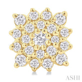 1/5 ctw Petite Cushion Shape Round Cut Diamond Cluster Fashion Stud Earring in 10K Yellow Gold